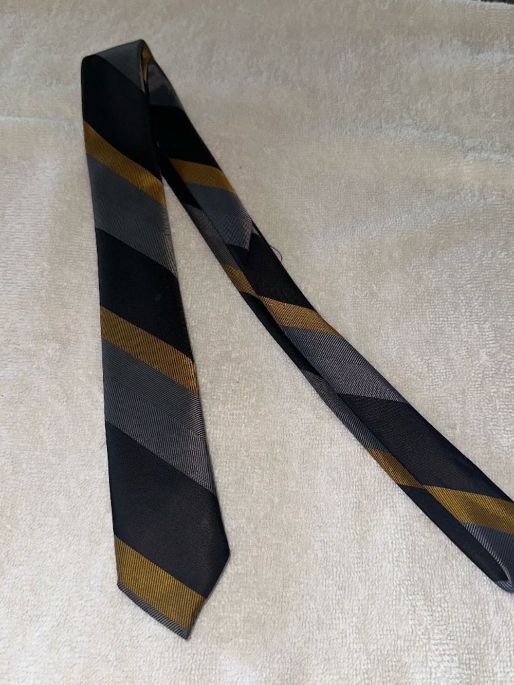 Vintage Narrow Blue and Brown Stripe Tie ~ Donegal